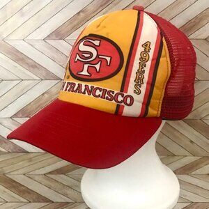 SAN FRANCISCO 49ers VINTAGE RETRO NEW ERA TRUCKER MESH SNAPBACK NFL CAP USA MADE